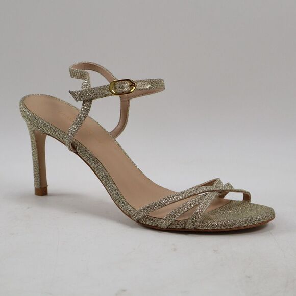 🔥Stuart Weitzman Starla 80 Strappy Stiletto Pumps, Gold Glitter 6US MSRP$425🔥 - Picture 2 of 9